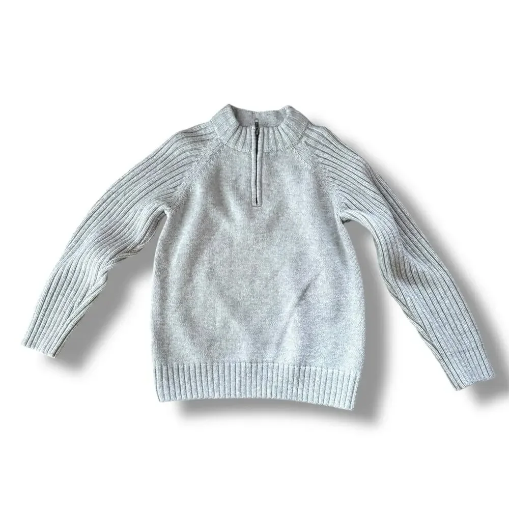 Gymboree Gray Half-Zip Sweater with Ribbed Knit Star Brights M 7-8